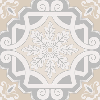 Grey Cream Linked Pattern Floor & Wall Tile Stickers