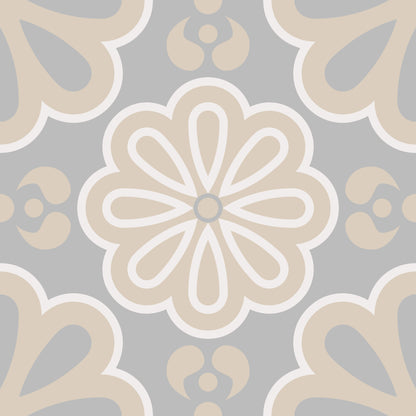 Cream Grey Flower Floor & Wall Tile Stickers