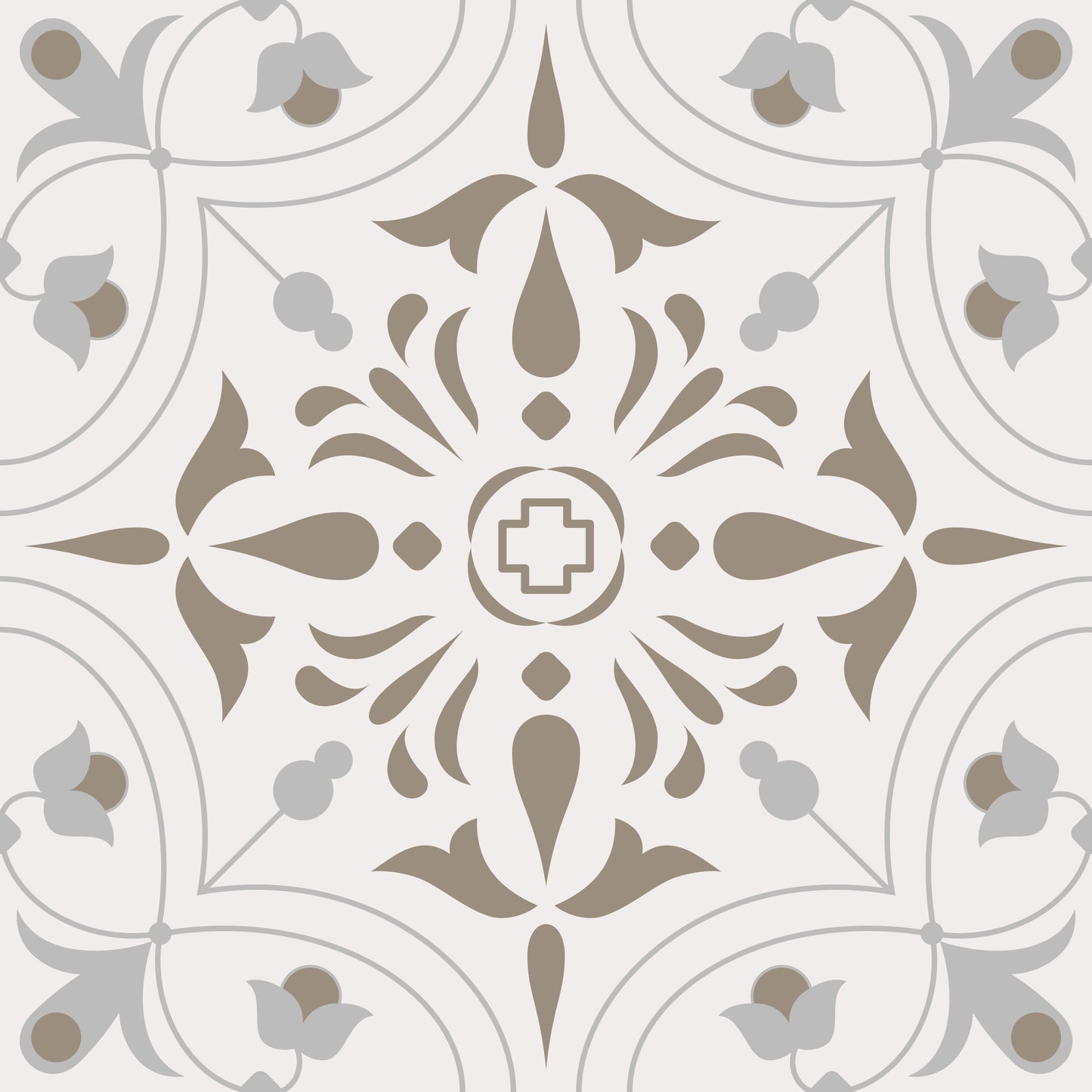 Beige Taupe Flower Bud Removable Tile Stickers