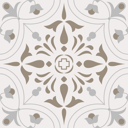 Beige Taupe Flower Bud Removable Tile Stickers