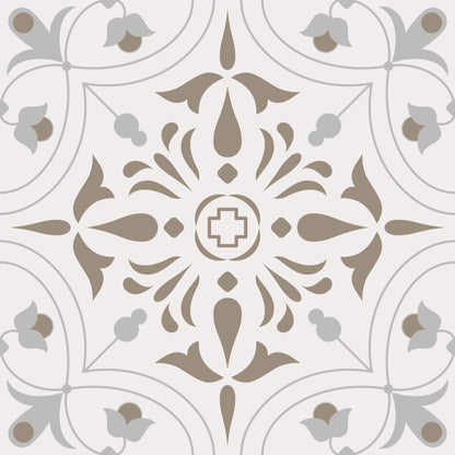 Beige Taupe Flower Bud Removable Tile Stickers