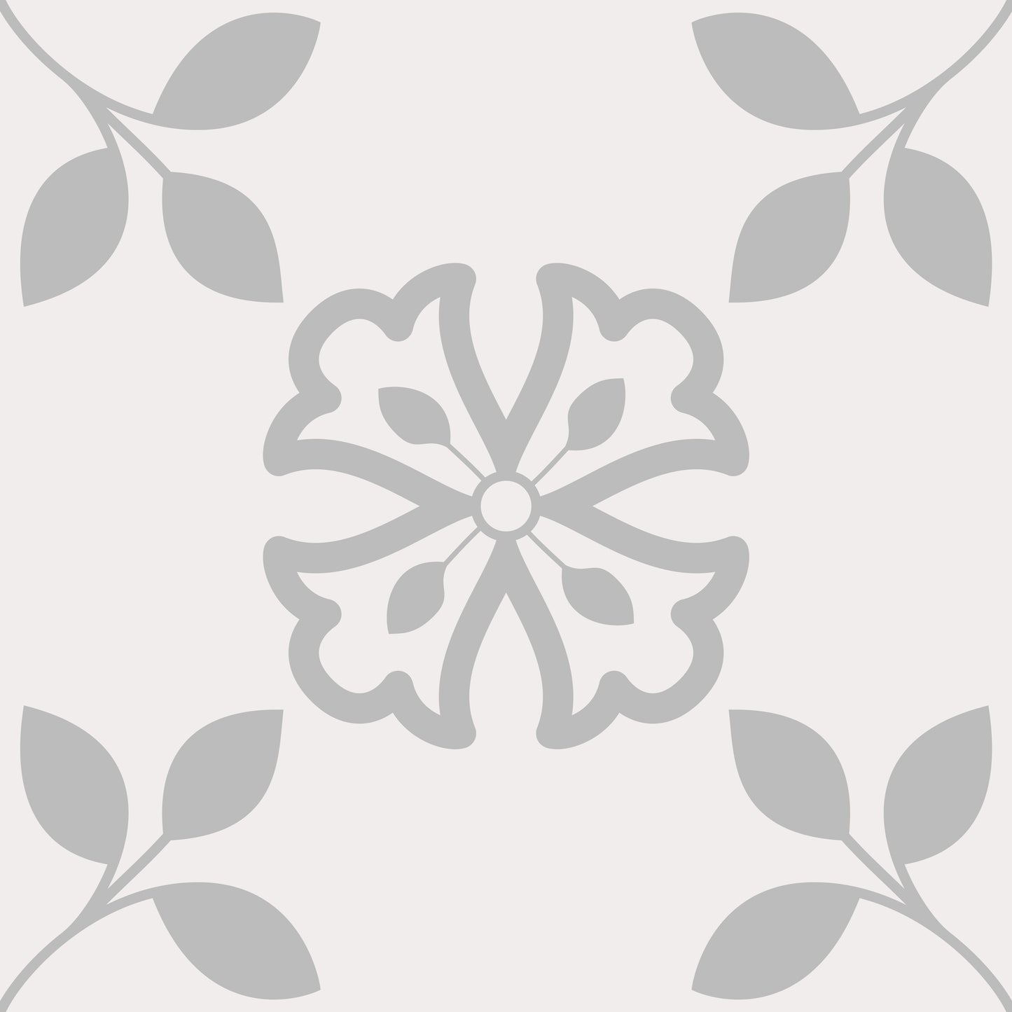 White Grey Leaf Art Deco Peel & Stick Tile Stickers