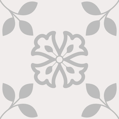 White Grey Leaf Art Deco Peel & Stick Tile Stickers