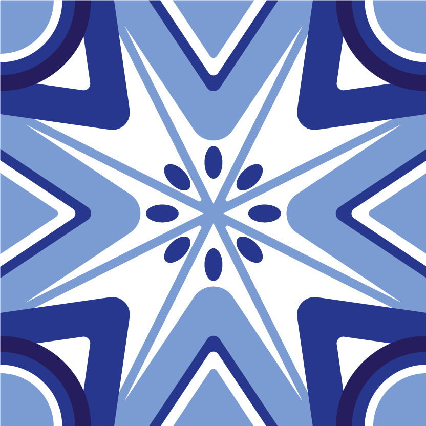 Royal Blue Starburst Removable Tile Stickers