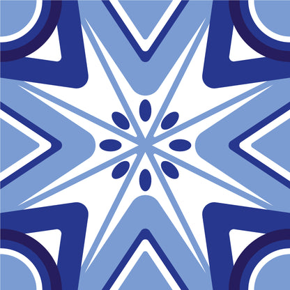Royal Blue Starburst Removable Tile Stickers