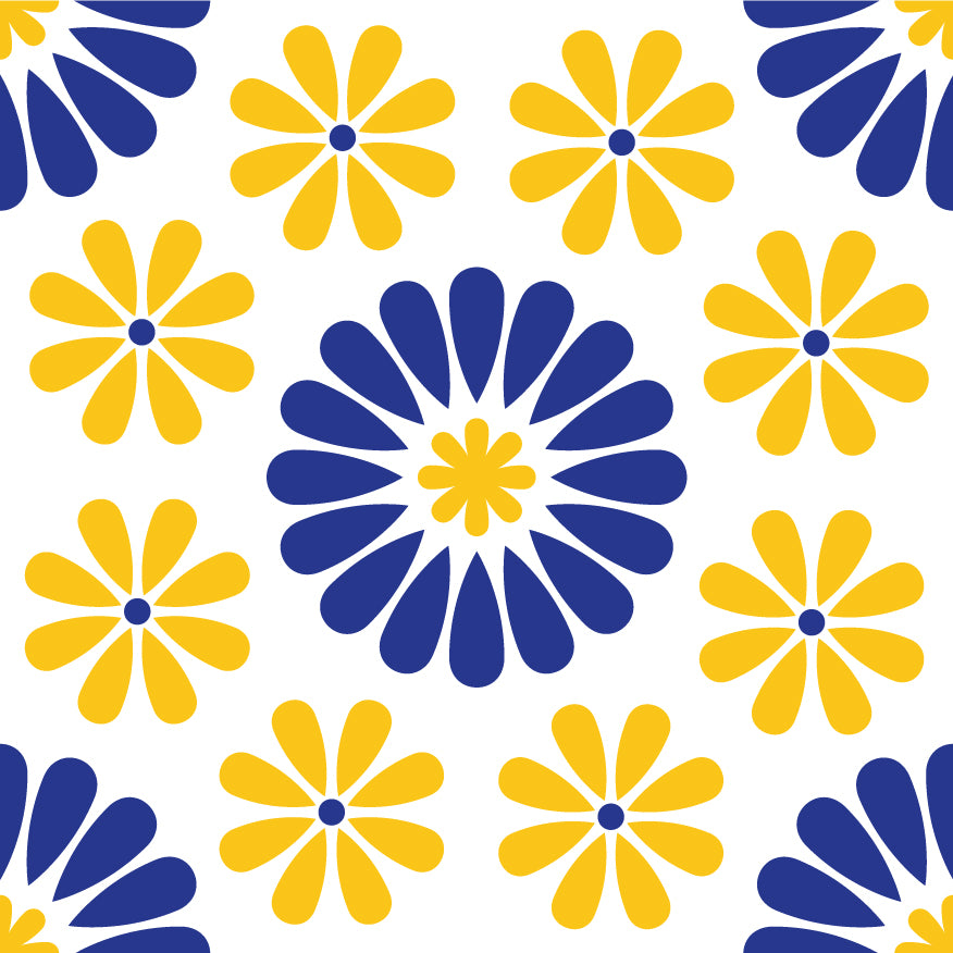 Blue & Yellow Removable Tile Stickers