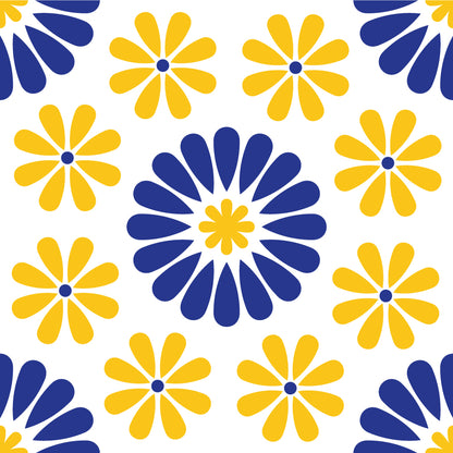 Blue & Yellow Removable Tile Stickers