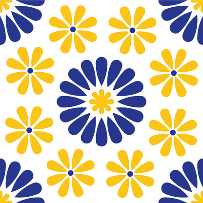 Blue & Yellow Removable Tile Stickers