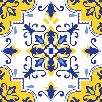 Blue & Yellow Regal Style Peel & Stick Tile Stickers