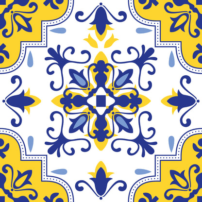 Blue & Yellow Regal Style Peel & Stick Tile Stickers