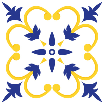 Dark Blue & Yellow Decorative Removable Tile Stickers