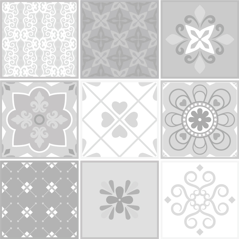 Grey Mixed Mosaic Spanish Removable Tile Stickers