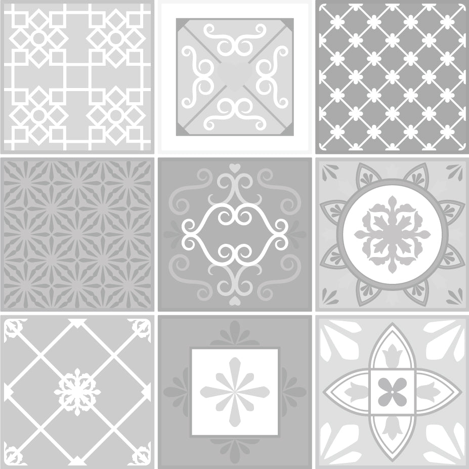 Grey Mixed Mosaic Moroccan Floor & Wall Tile Stickers