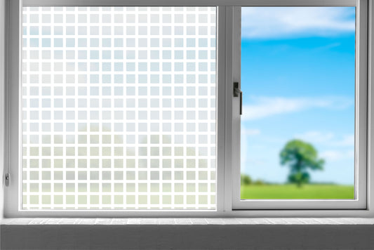 Large Square Pattern Privacy Frosted Glass Film