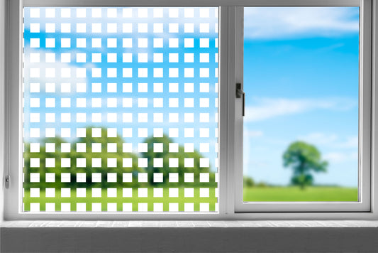 Square Pattern Clear Frosted Window Privacy Film