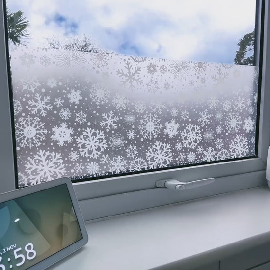 Snowflakes Christmas Window Privacy Film Sticker - Removable & Reusable Frosted Xmas Decal