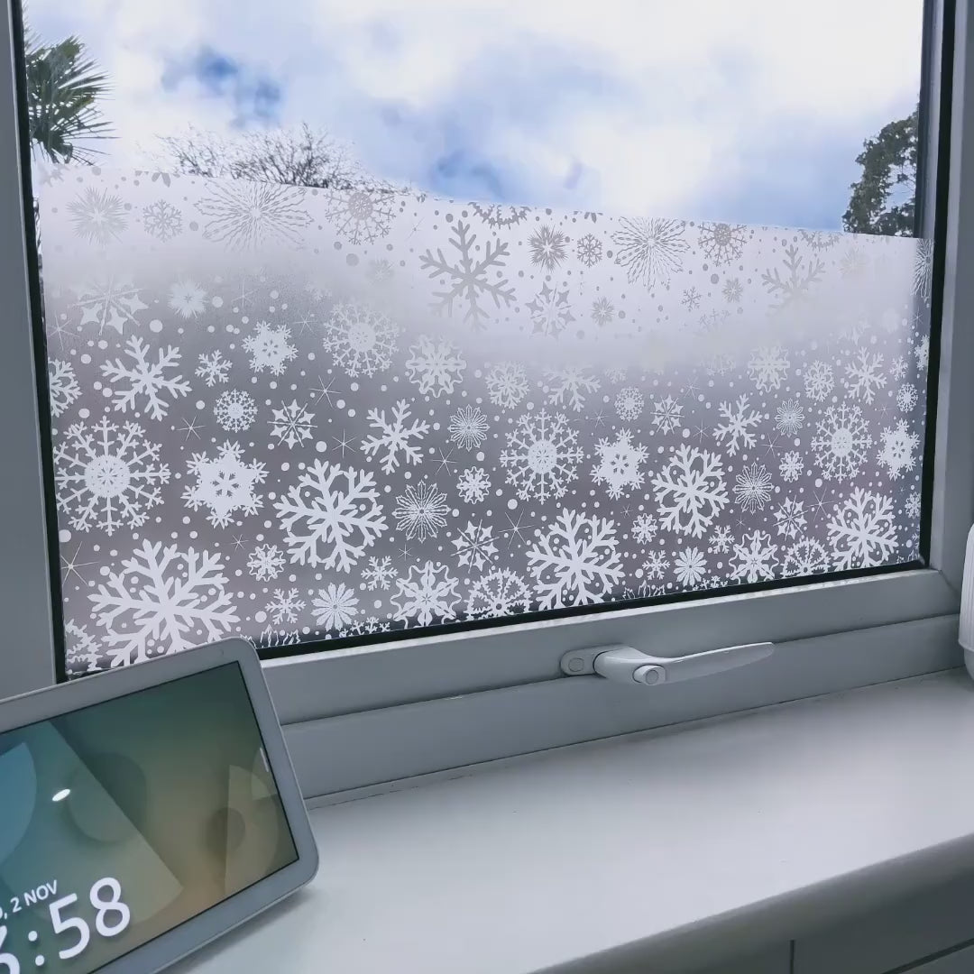 Snowflakes Christmas Window Privacy Film Sticker - Removable & Reusable Frosted Xmas Decal