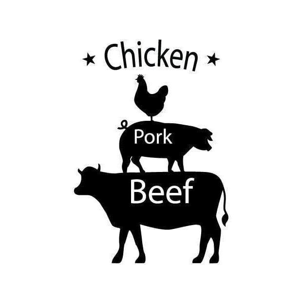 Kitchen/Dining Wall Decal Sticker - Chicken, Pork, Beef- Novelty Design For Home Decor UK. *FREE P&P!* Christmas Gift