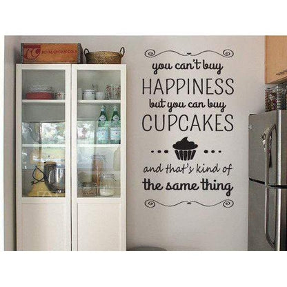 Happiness Cupcake Wall Art Sticker Quote, Vinyl Design For Home Decor Christmas Gift