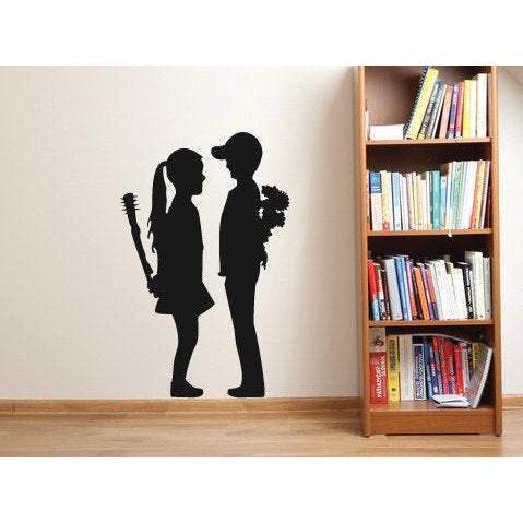 Banksy Girl And Boy Wall Sticker Decal Art. Street Artist Gift For Home Decor/Office Christmas Gift