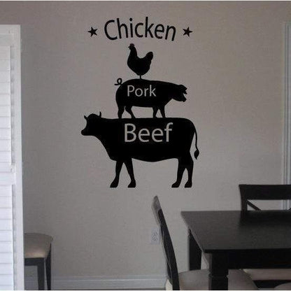 Kitchen/Dining Wall Decal Sticker - Chicken, Pork, Beef- Novelty Design For Home Decor UK. *FREE P&P!* Christmas Gift
