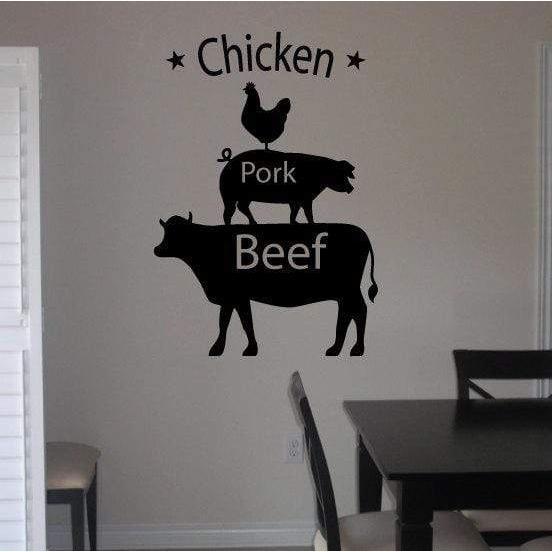 Kitchen/Dining Wall Decal Sticker - Chicken, Pork, Beef- Novelty Design For Home Decor UK. *FREE P&P!* Christmas Gift