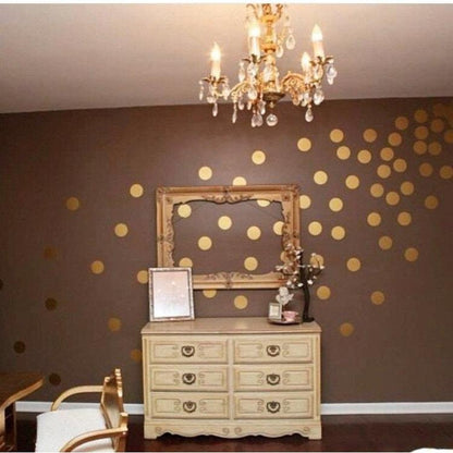 100 Gold Metallic Polka Dot Wall Decals/Wall Stickers, Decoration, Vinyl, Envelope, Car, Office, Home, Nursery Wallpaper, Matte/Gloss