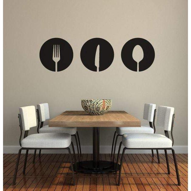 Kitchen Wall Art Decal/Wall Sticker - Knife, Fork, Spoon Vinyl Decor, Modern Shapes - 14 Colour Options Christmas Gift