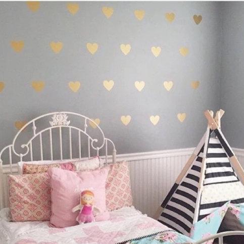 100 Gold Heart Wall Stickers