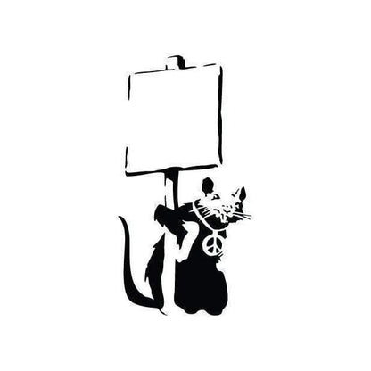 Banksy Wall Art Decal/Wall Sticker - Rat Holding a Sign, Street Art, Home Decor Christmas Gift