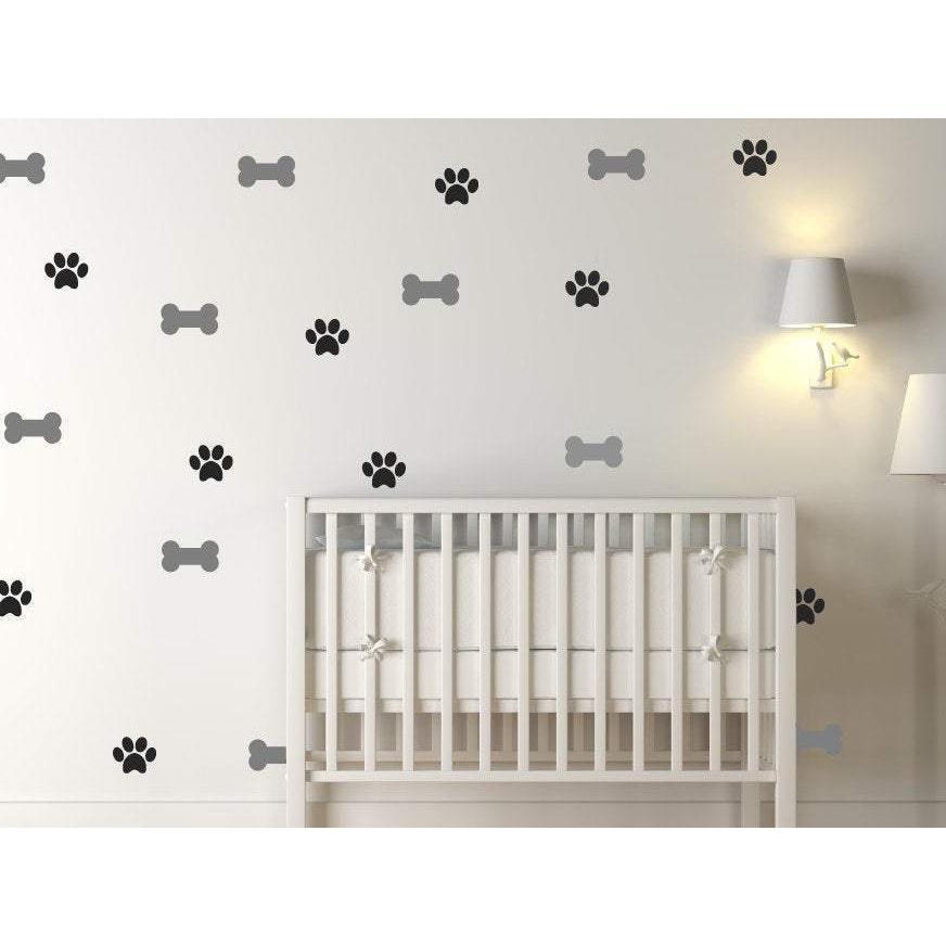 36 Dog Paw & Bone Wall Sticker Patterns, Nursery Wall Decals, Home Vinyl Wall Art Decor, Wallpaper, Animal Decals Christmas Gift