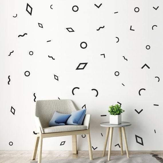 54 Mixed Shapes Wall Stickers