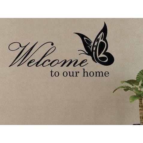 Vinyl Wall Decal/Sticker Welcome To Our Home With Butterfly Christmas Gift