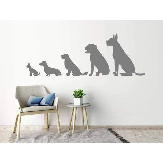 Animal Wall Stickers - Line Of 5 Dogs, Animal Wall Decals, Home, Kids, Wallpaper Vinyl Decor Christmas Gift