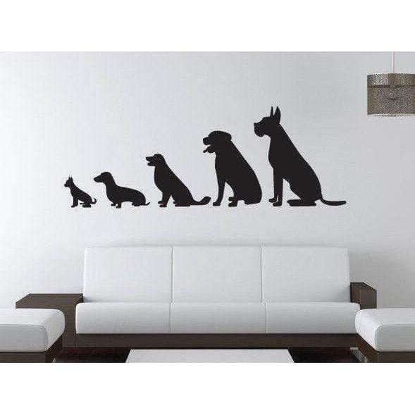 Animal Wall Stickers - Line Of 5 Dogs, Animal Wall Decals, Home, Kids, Wallpaper Vinyl Decor Christmas Gift