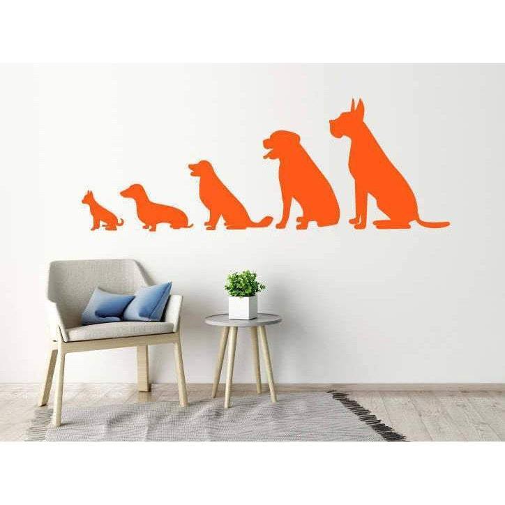 Animal Wall Stickers - Line Of 5 Dogs, Animal Wall Decals, Home, Kids, Wallpaper Vinyl Decor Christmas Gift