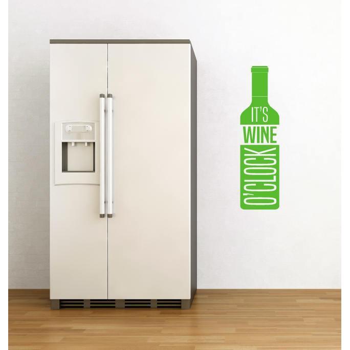 Wall Sticker Quote - It's Wine O'Clock, Kitchen/Home Wall Art Decal, Wall Quote, Mural, Wallpaper, Decor Christmas Gift