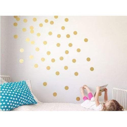 100 Gold Metallic Polka Dot Wall Decals/Wall Stickers, Decoration, Vinyl, Envelope, Car, Office, Home, Nursery Wallpaper, Matte/Gloss