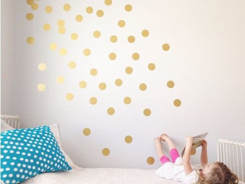 Gold Wall Decals, Gold Wall Stickers, Polka Dot Decals, Polka Dot Stickers, Gold Polka Dots, Home Decor, Wall Art, Golden Wall Decals, Art