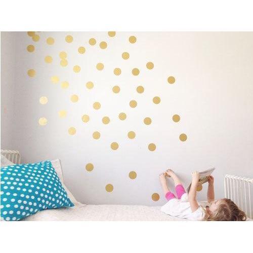 100 Gold Pola Dot Wall decals, Polka Dot Stickers, Nursery Wall Stickers, Polka Dot Decals, Polka Wall Stickers, Gold Wall Decals, Wall Art