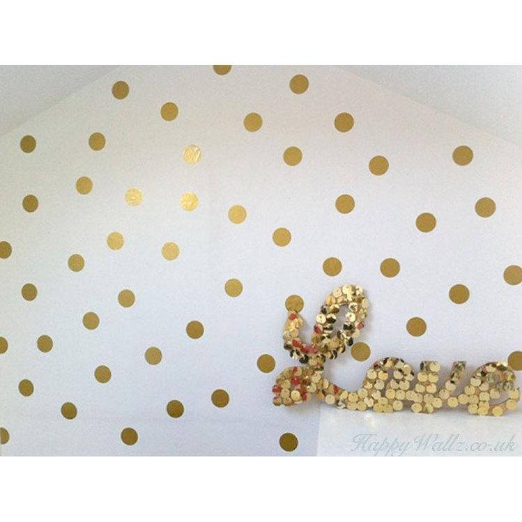 100 Gold Pola Dot Wall decals, Polka Dot Stickers, Nursery Wall Stickers, Polka Dot Decals, Polka Wall Stickers, Gold Wall Decals, Wall Art