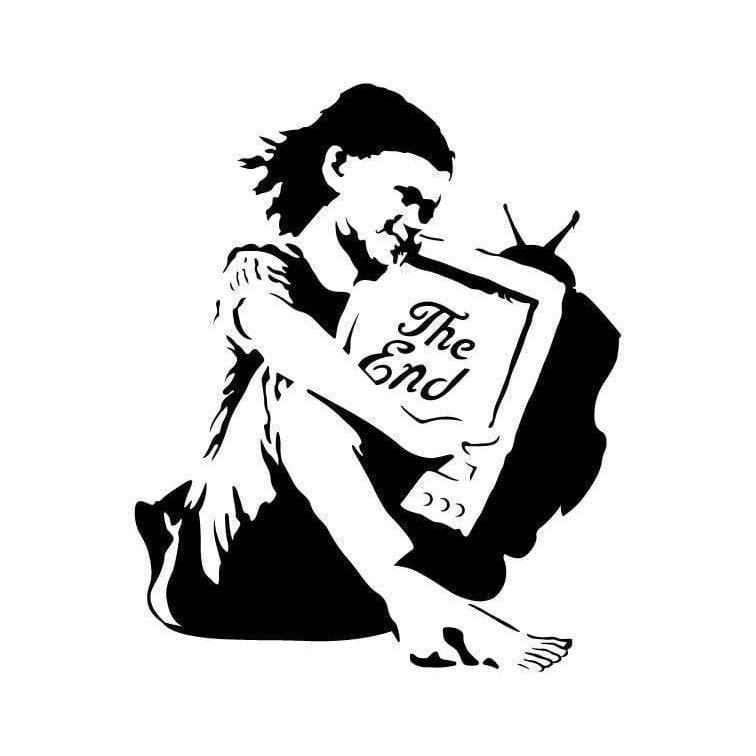 Banksy Wall Decal/Vinyl Wall Sticker - The End TV Girl - Home, Bedroom Modern Wall Art Decor, Graffiti Christmas Gift