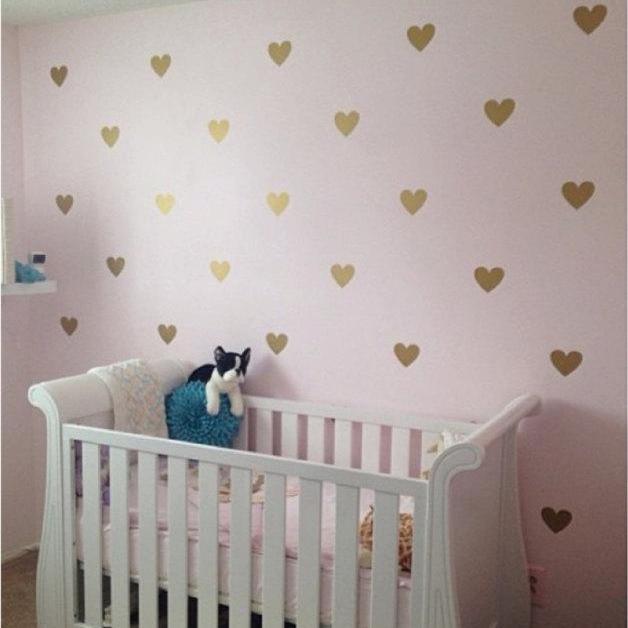 100 Gold Heart Wall Stickers