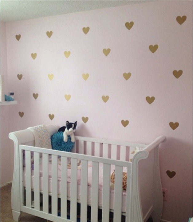100 Gold Hearts, Heart Wall Stickers, Gold Wall Stickers, Gold Wall Decals, Gold Wall Art, Heart Decals, Heart Stickers, Heart Decor, Home