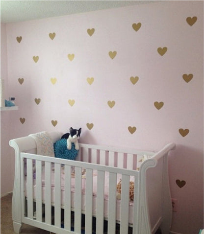 100 Gold Hearts, Heart Wall Stickers, Gold Wall Stickers, Gold Wall Decals, Gold Wall Art, Heart Decals, Heart Stickers, Heart Decor, Home