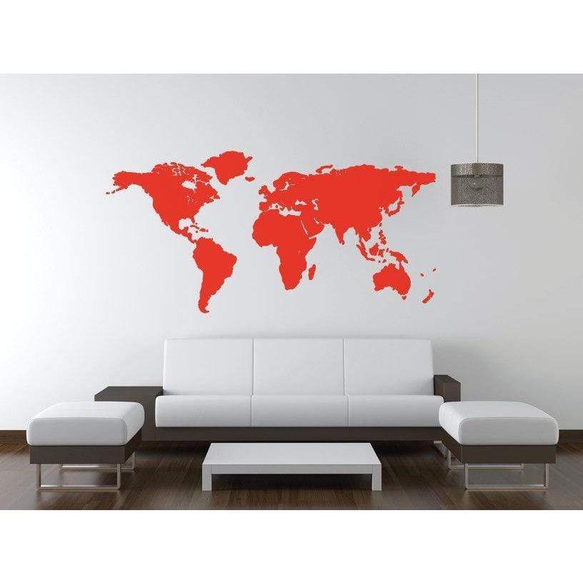 World Map Wall Art Decal Sticker Office Home Travel Wall Sticker (36 Colours)