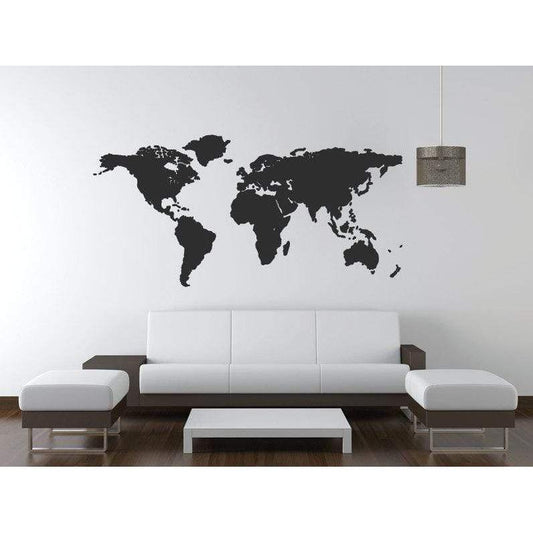 World Map Wall Art Decal/Wall Sticker - With 20 Pin Points - For Office & Home Decor Christmas Gift