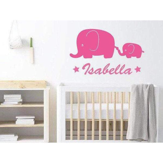 Elephant Nursery Wall Decal, Nursery Wall Sticker  Personalised, Custom Wall Art Sticker, Decor, Childrens Bedroom, Animal Sticker, Wall Art