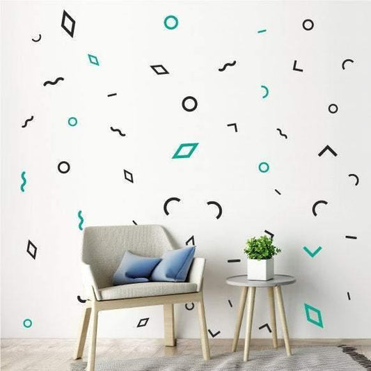 54 Mixed Shapes Wall Stickers