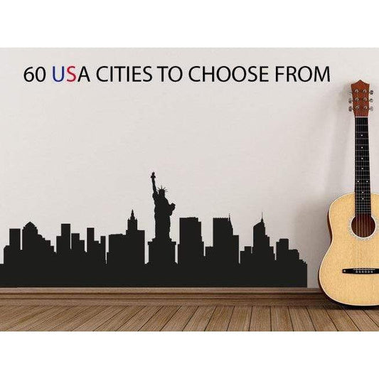 60 USA Cities Skyline Wall Decal/Wall Sticker American Cities -  City Silhouettes, Wall Art Decals, Home Decor, Office Christmas Gift